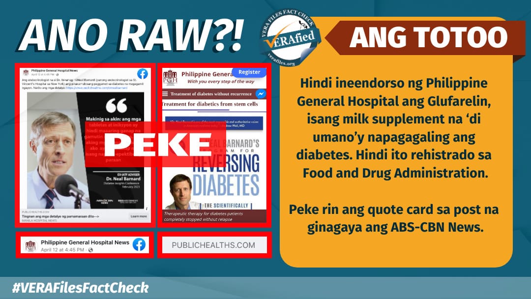 VERA FILES FACT CHECK: Milk supplement for diabetes unregistered, NOT endorsed by PGH