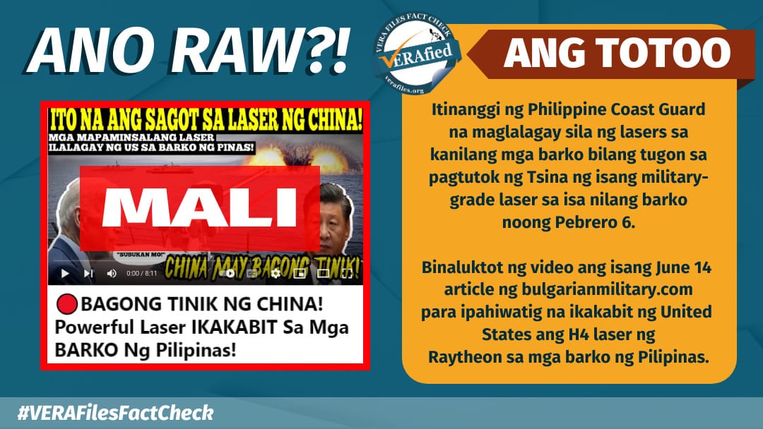 VERA FILES FACT CHECK: PH NOT installing lasers on its ships