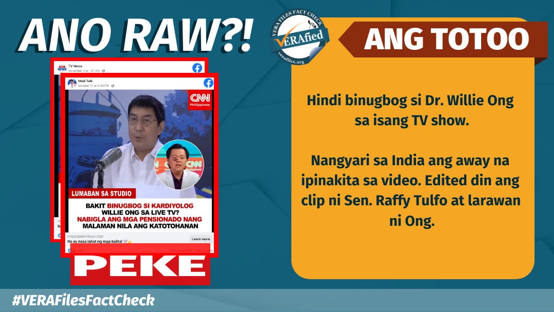VERA FILES FACT CHECK: HINDI binugbog si Doc Willie Ong sa live TV