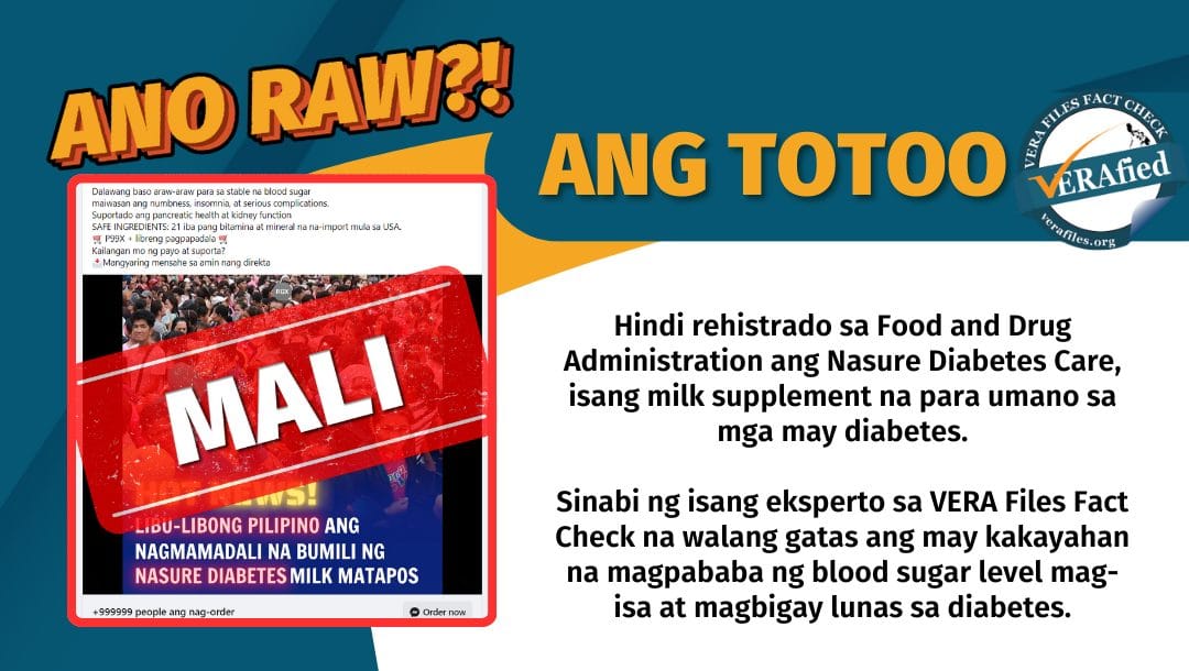 VERA FILES FACT CHECK: ‘Nasure Diabetes Care’ milk supplement NOT FDA-approved