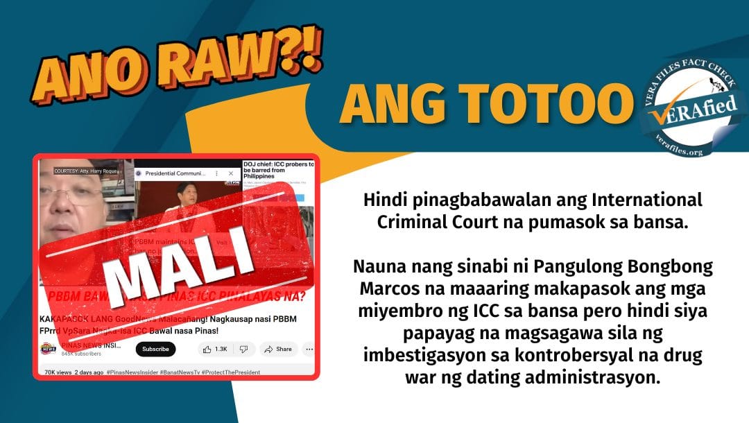 VERA FILES FACT CHECK: ICC NOT barred from entering PH