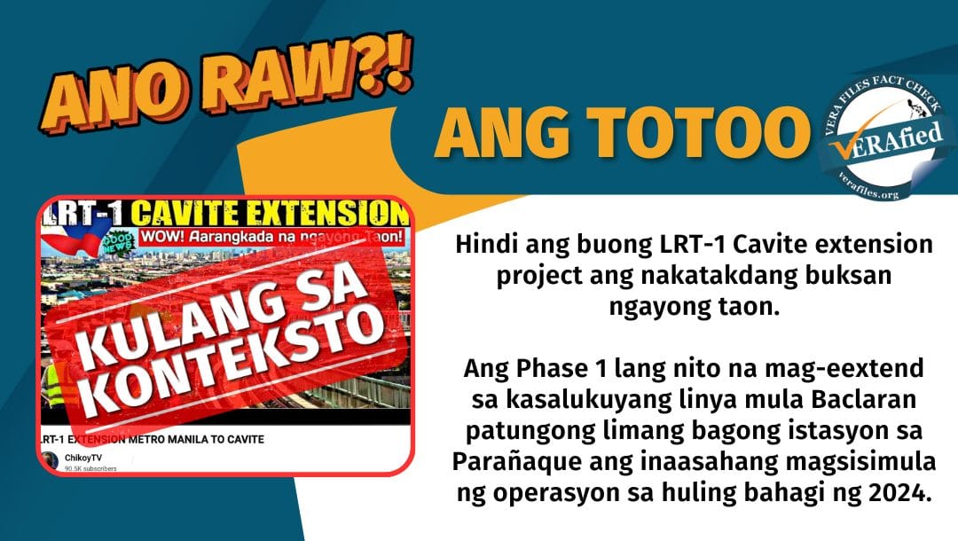 NOT entire LRT-1 Cavite extension completed