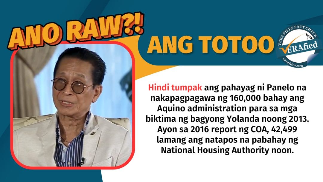 MAY MALI sa sinabi ni Panelo sa mga pabahay para sa Yolanda victims
