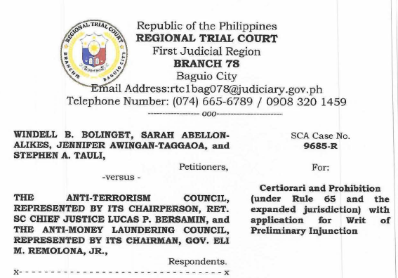 ‘Done and decided’? Baguio court declines to review constitutionality of Anti-Terrorism Act’s implementation